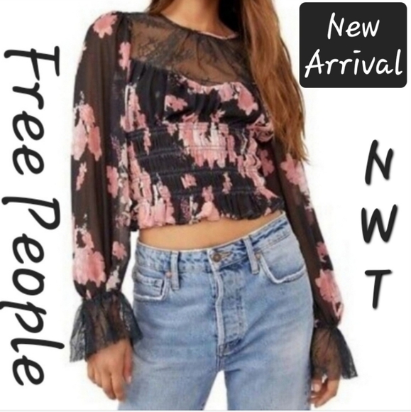 Free People Tops - Free People Lace Floral Top. NWT Size Small. Excellent Condition